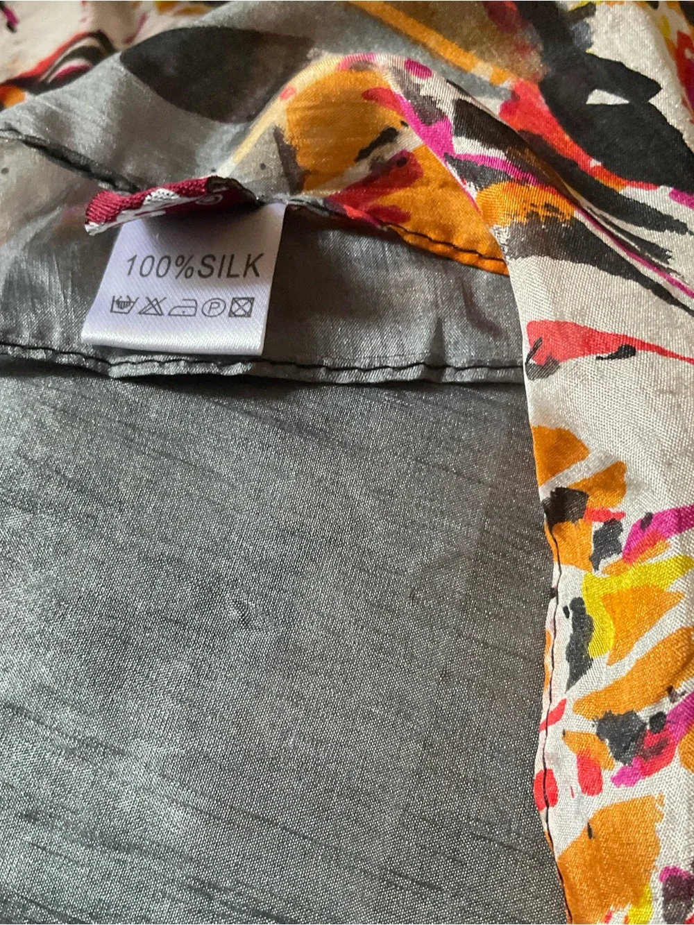 100% Silk Oblong scarf, wrap or belt. Watercolor print.